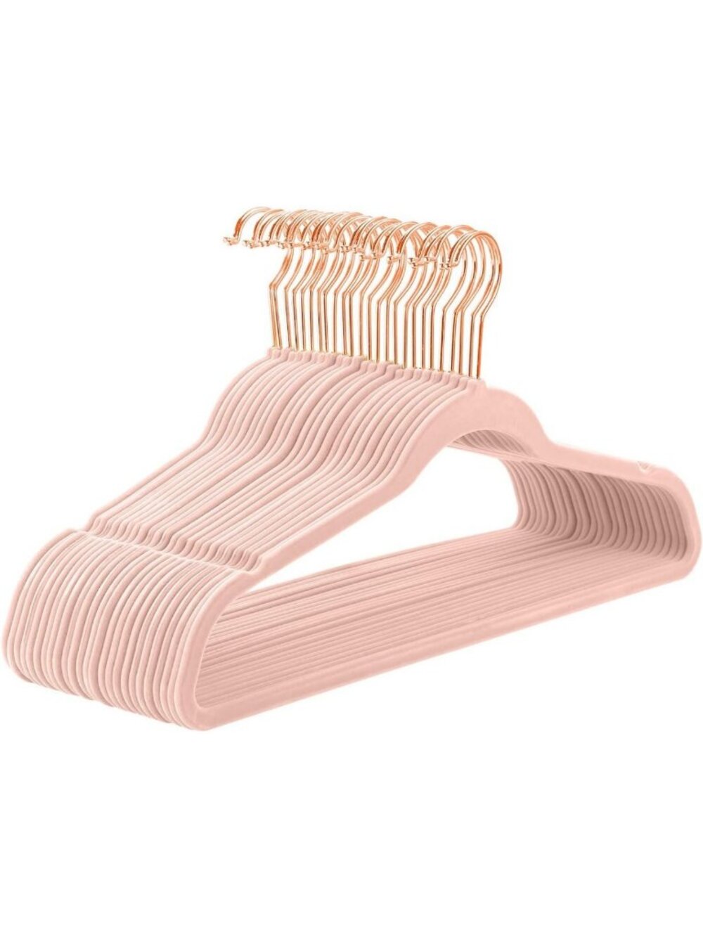 50 Pack Velvet Hangers - Non-Slip Heavy Duty Blush Pink with Rose Gold Hooks